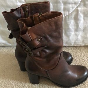 Brown leather boots